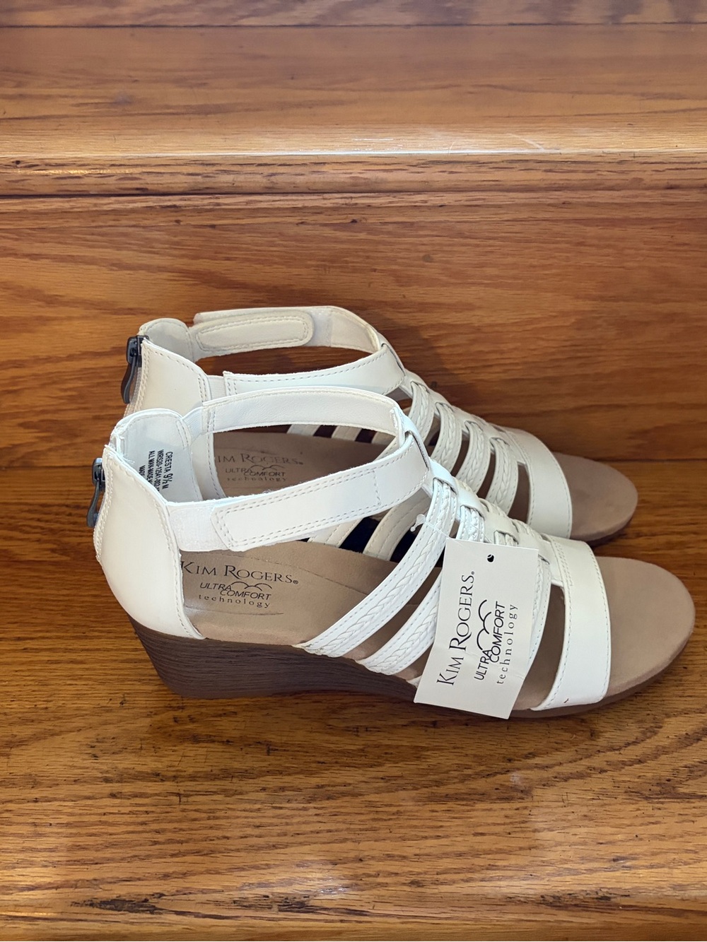 Kim Rogers Cream Strappy Wedge Sandals